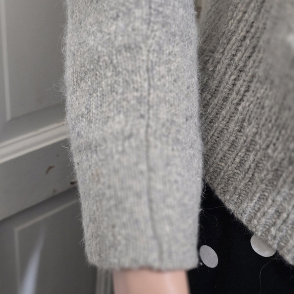 Express Gray Hooded Cardigan with Pom Poms - Picture 4 of 6